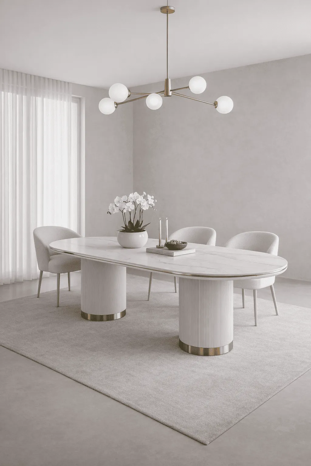 Ovalus valgomojo stalas STILI, baltas ecru, 180x90x75 cm