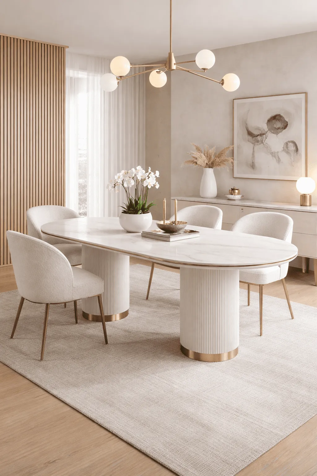 Ovalus valgomojo stalas STILI, baltas ecru, 180x90x75 cm