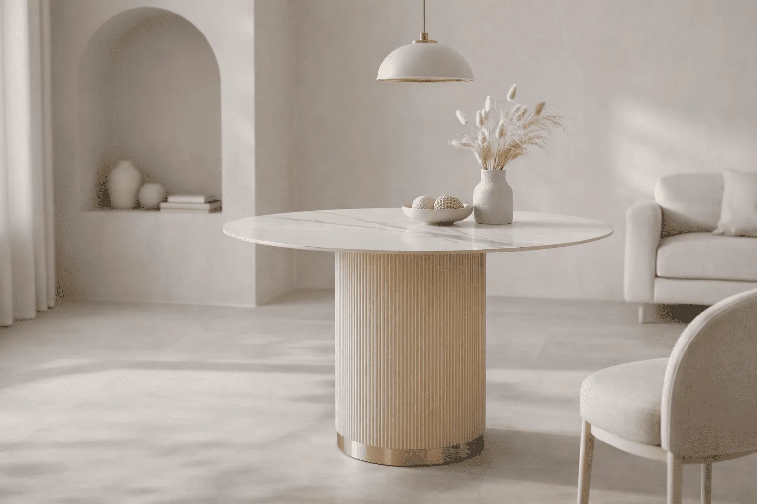 Apvalus valgomojo stalas STILI, aukso, 120x120x75 cm