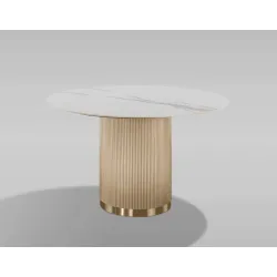 Apvalus valgomojo stalas STILI, aukso, 120x120x75 cm