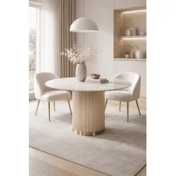 Apvalus valgomojo stalas STILI, aukso, 120x120x75 cm