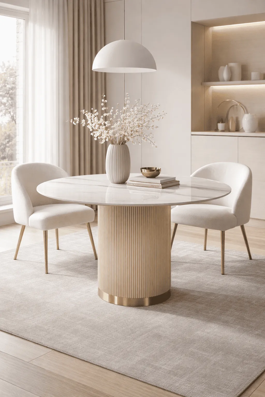 Apvalus valgomojo stalas STILI, aukso, 120x120x75 cm