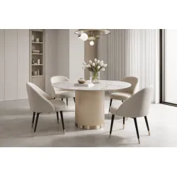 Apvalus valgomojo stalas STILI, aukso, 120x120x75 cm