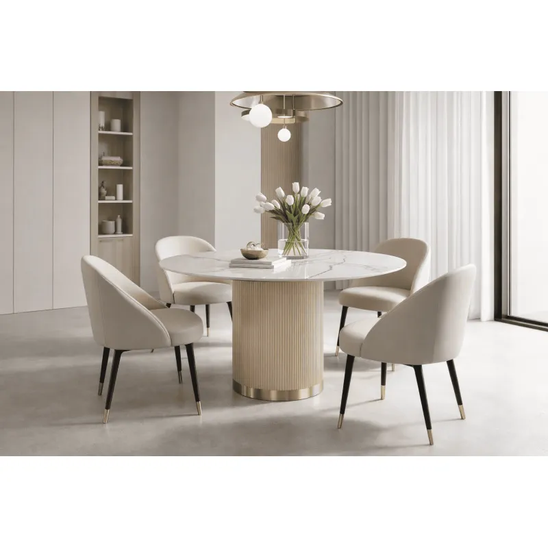 Apvalus valgomojo stalas STILI, aukso, 120x120x75 cm