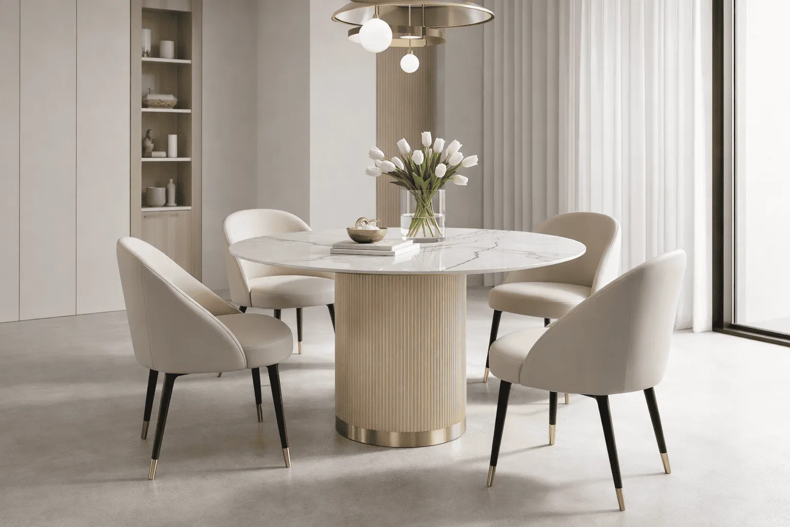 Apvalus valgomojo stalas STILI, aukso, 120x120x75 cm