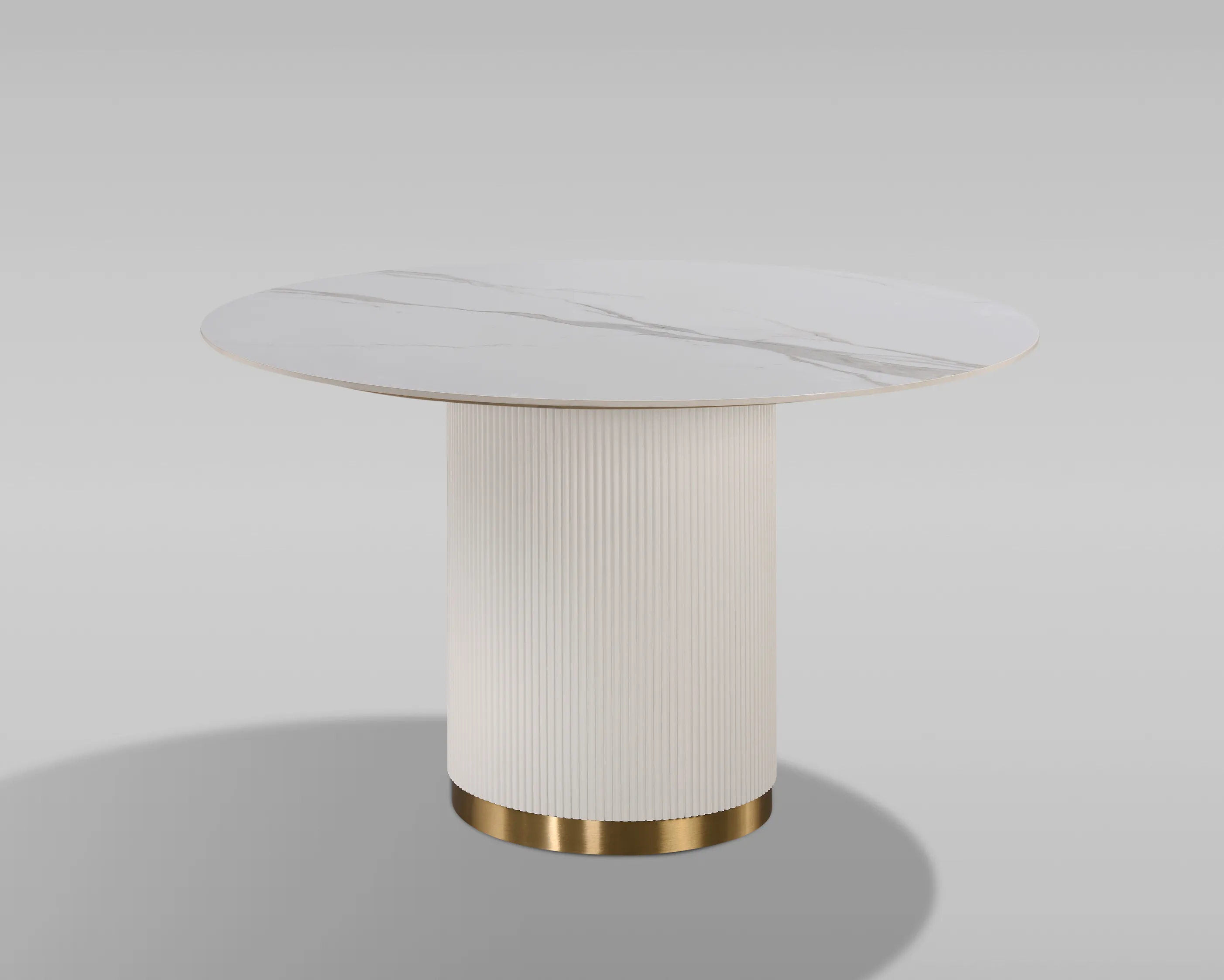 Apvalus valgomojo stalas STILI, baltas ecru, 120x120x75 cm