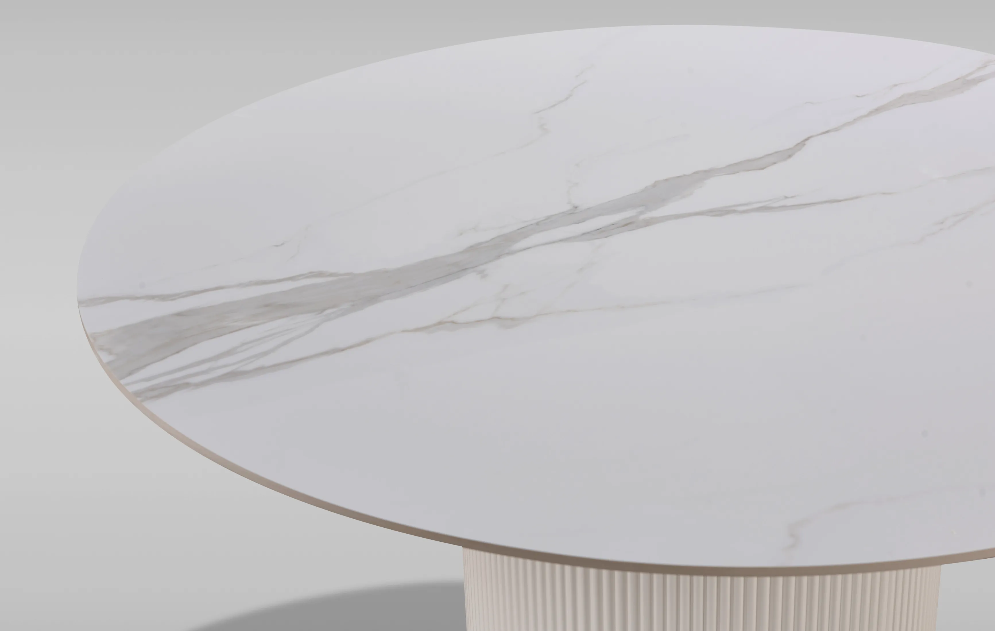 Apvalus valgomojo stalas STILI, baltas ecru, 120x120x75 cm