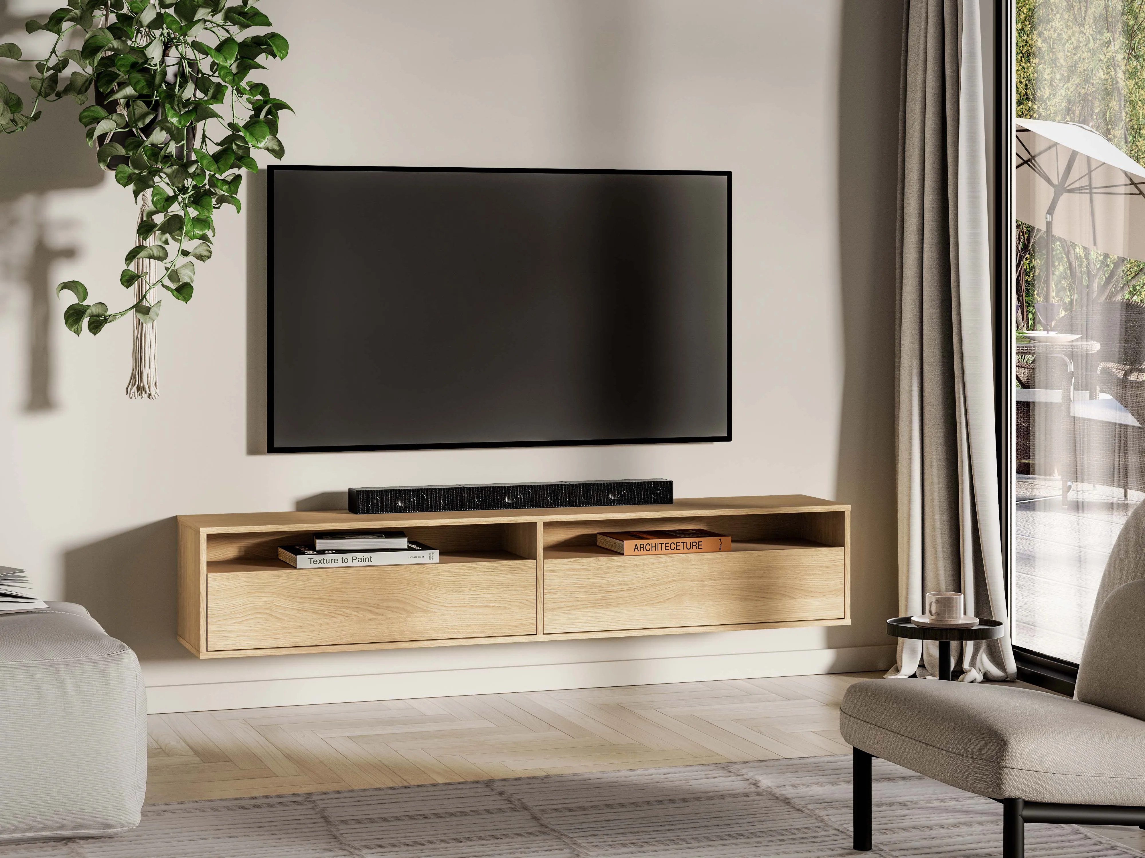 Pakabinama TV spintelė REYNA, 180x33x23 cm