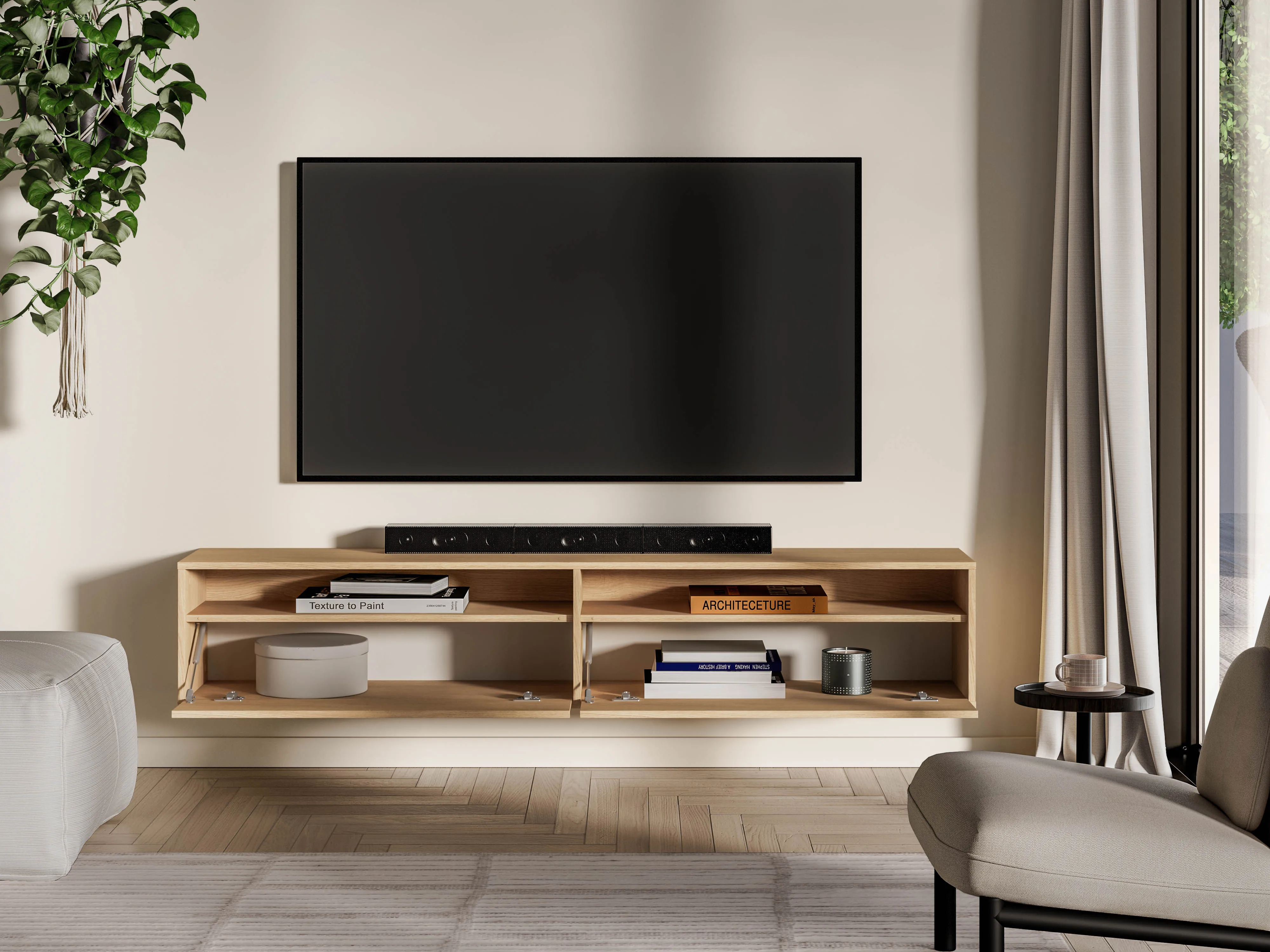 Pakabinama TV spintelė REYNA, 180x33x23 cm