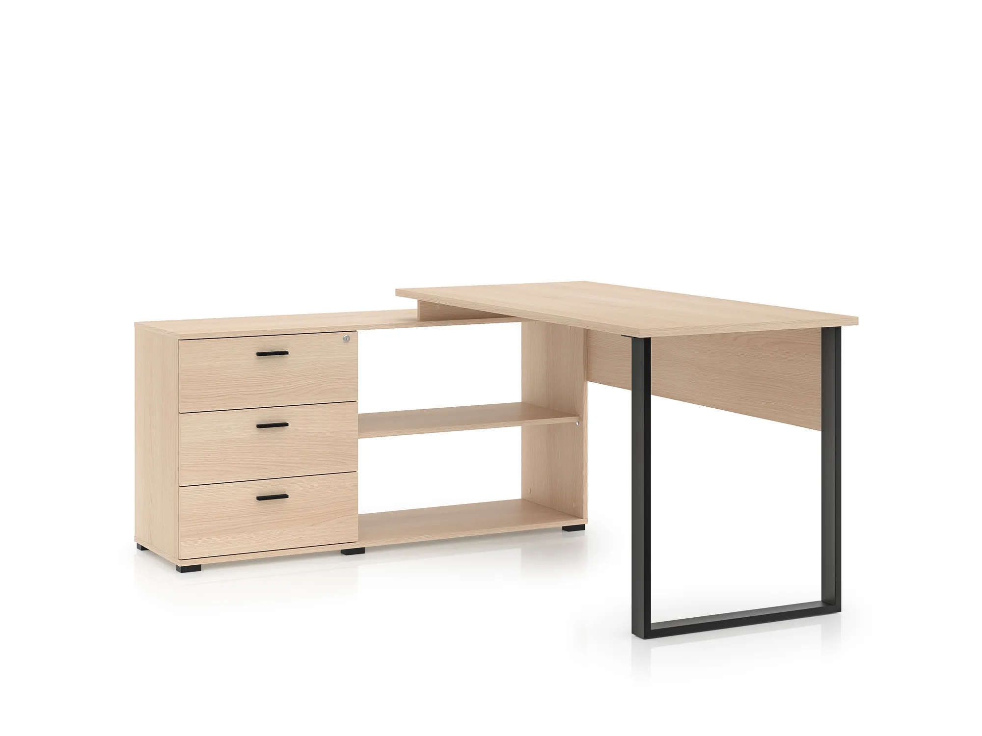 Kampinis biuro stalas ODEL, 138-168x138x75 cm