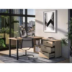 Kampinis biuro stalas ODEL, 138-168x138x75 cm
