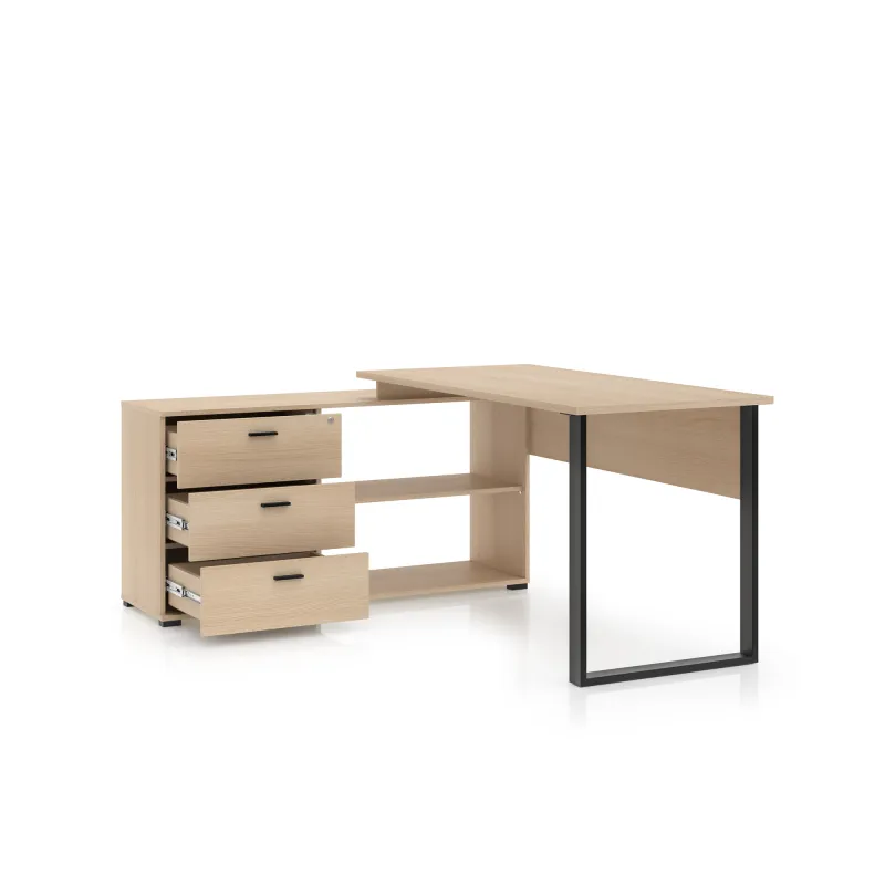 Kampinis biuro stalas ODEL, 138-168x138x75 cm