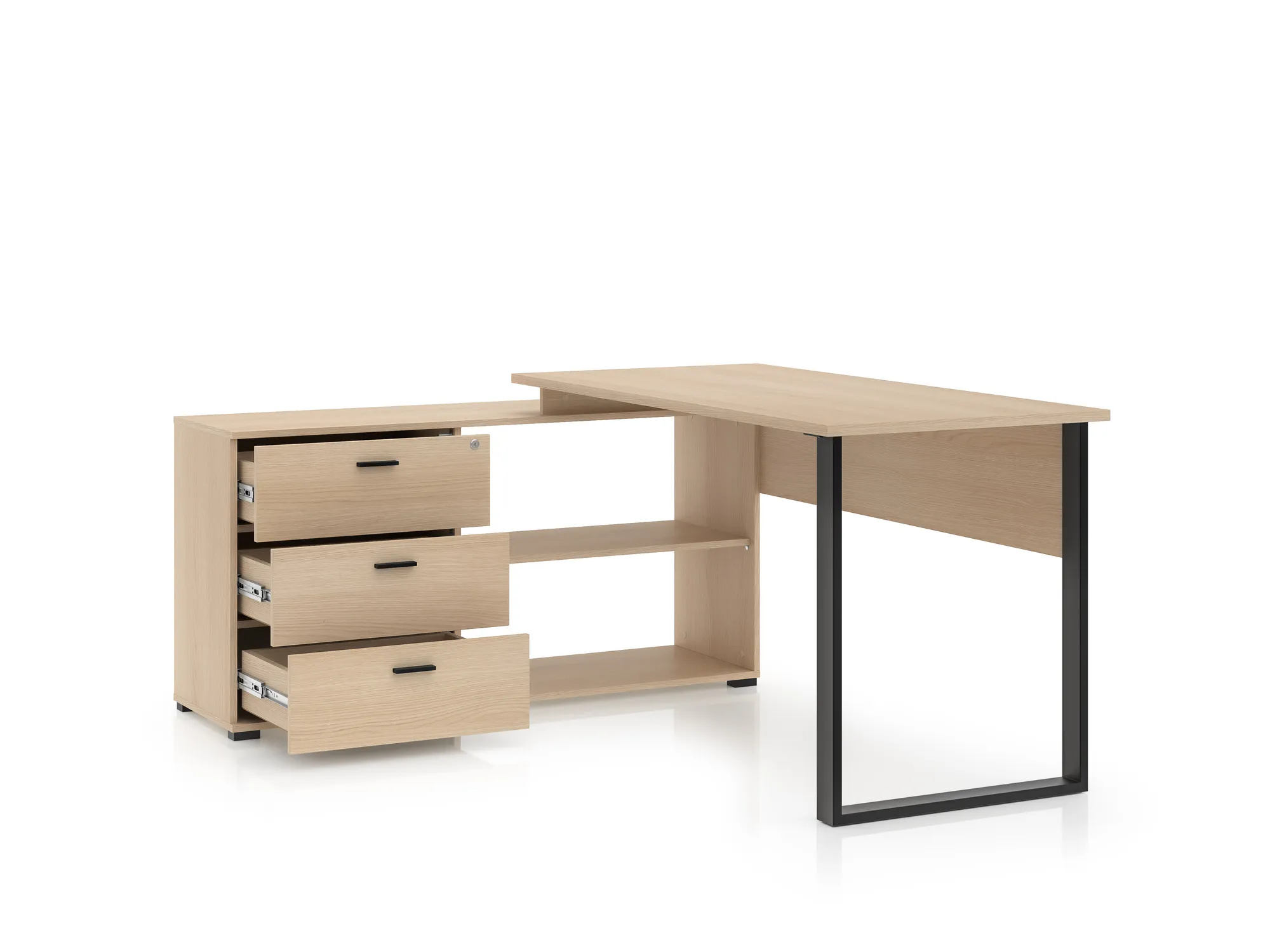 Kampinis biuro stalas ODEL, 138-168x138x75 cm