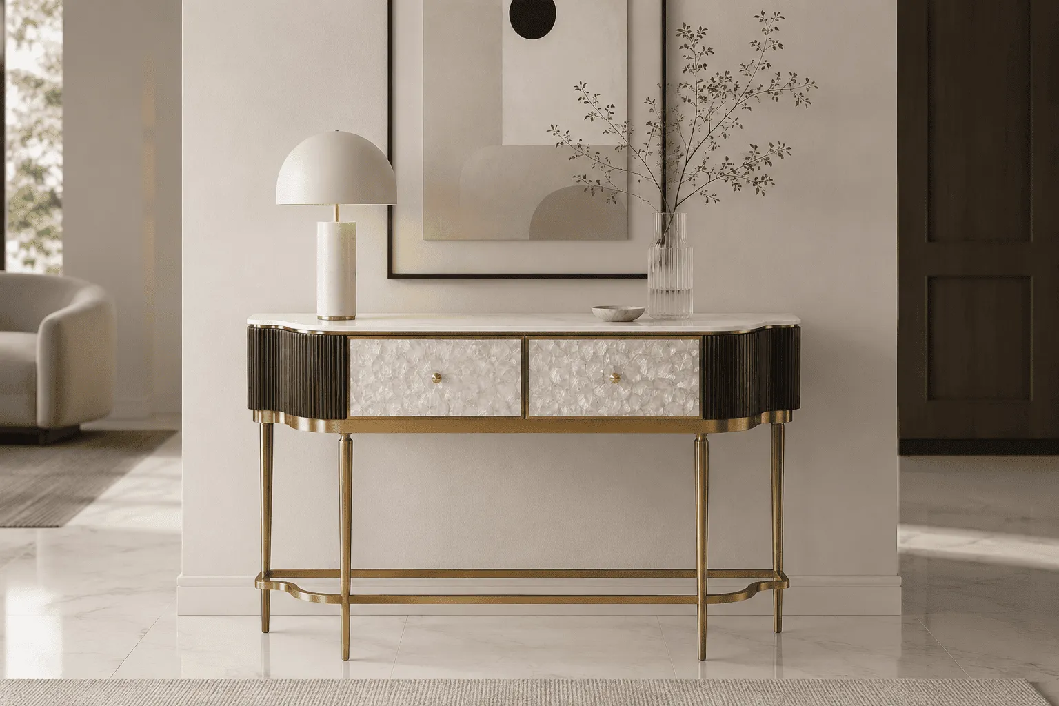 Konsolė STILI, grafito, 140x35x86 cm