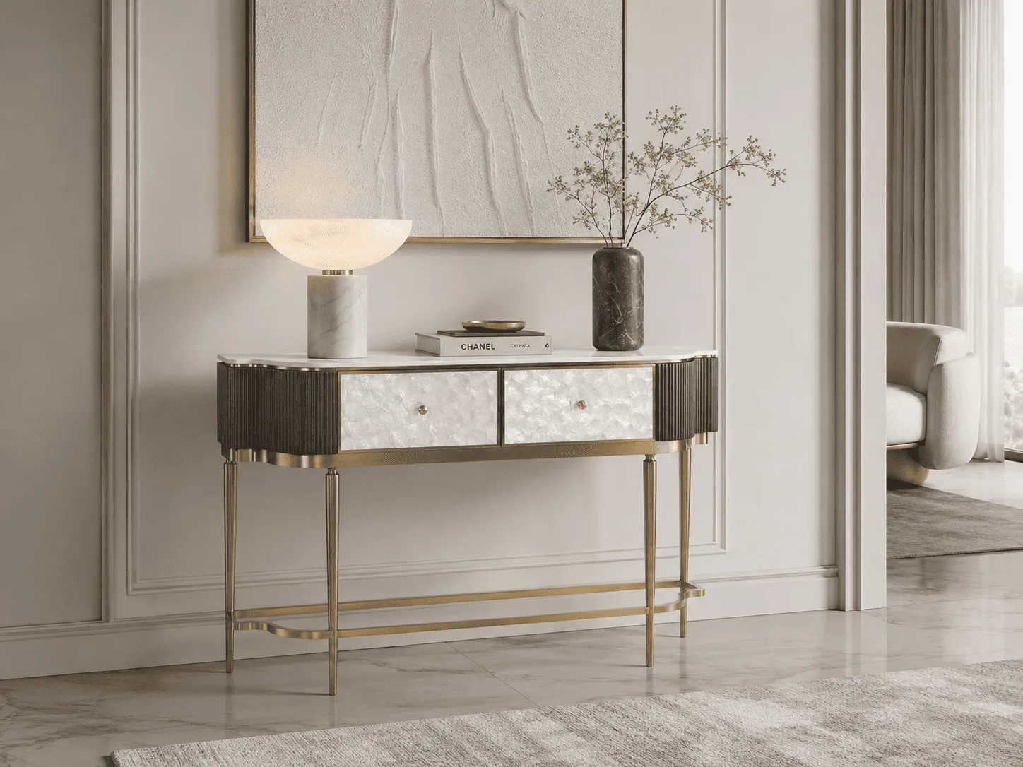 Konsolė STILI, grafito, 140x35x86 cm