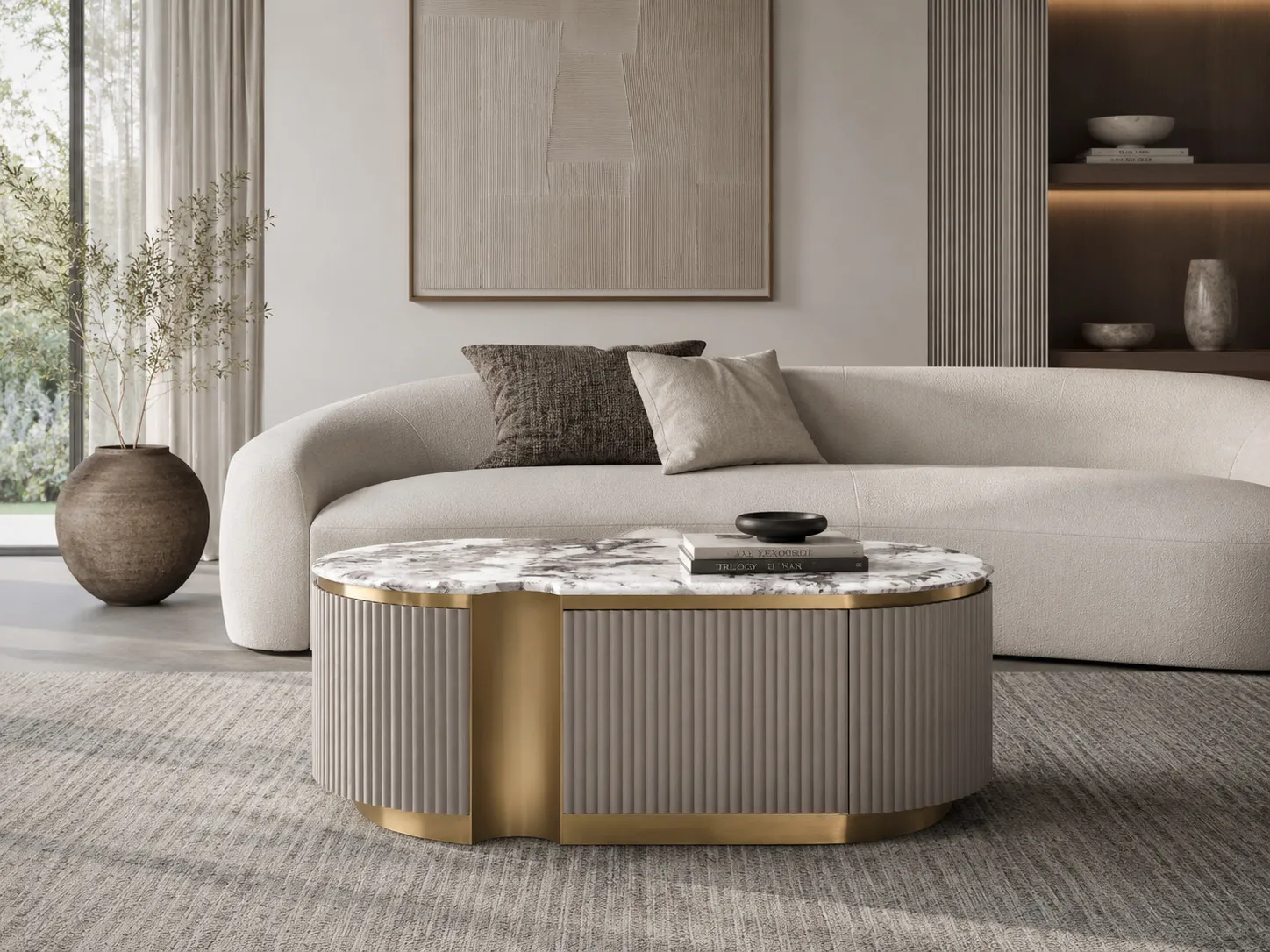 Žurnalinis-kavos staliukas STILI, taupe, 122x60x45 cm