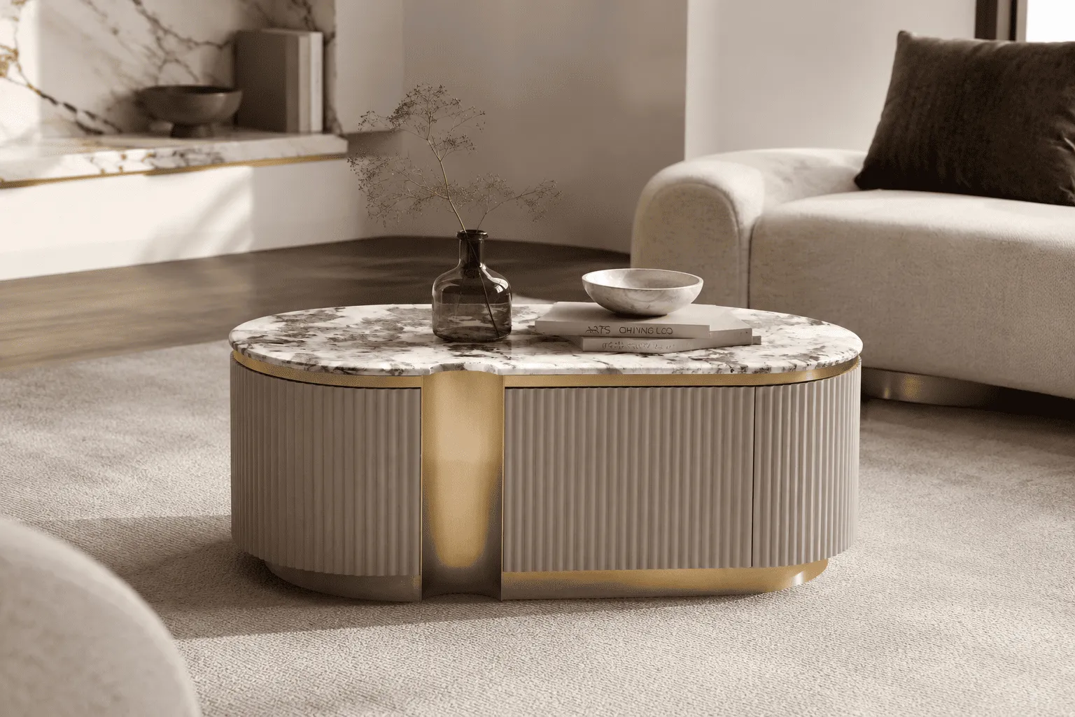 Žurnalinis-kavos staliukas STILI, taupe, 122x60x45 cm