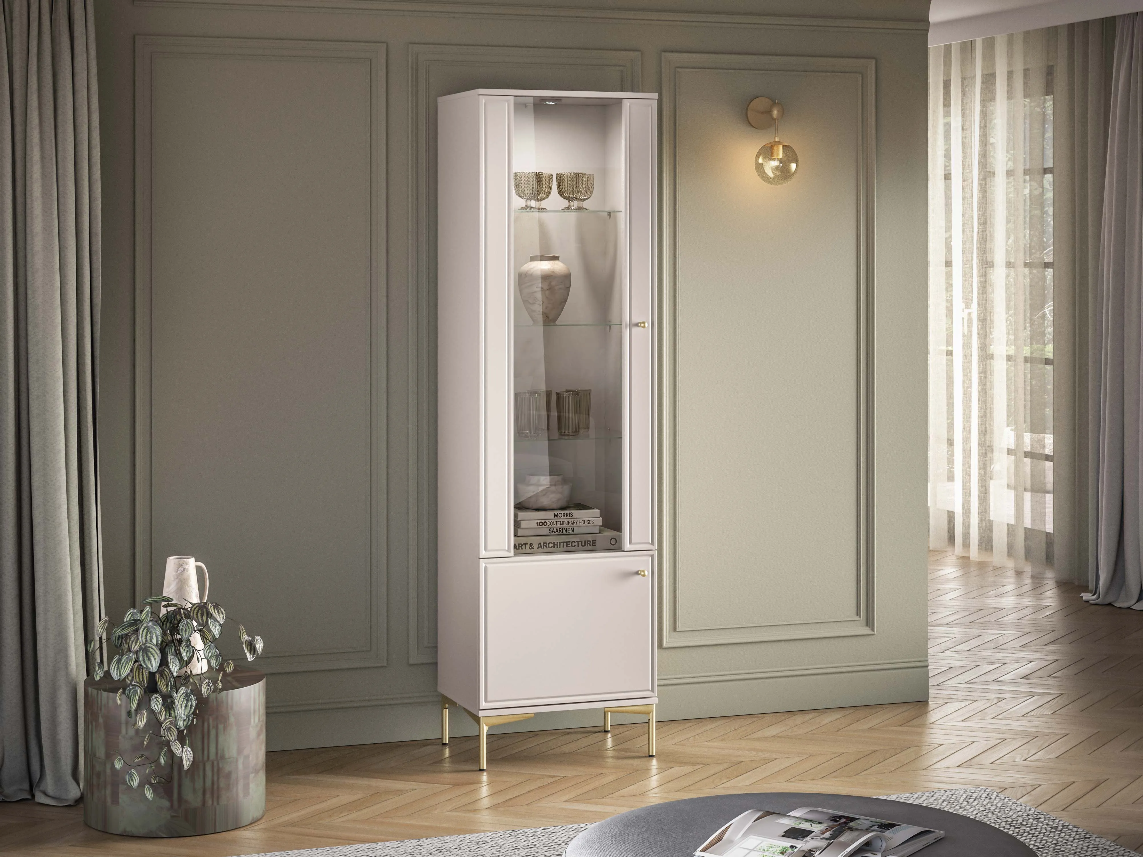 Siaura vitrina SANDRIA, 54x40x190 cm