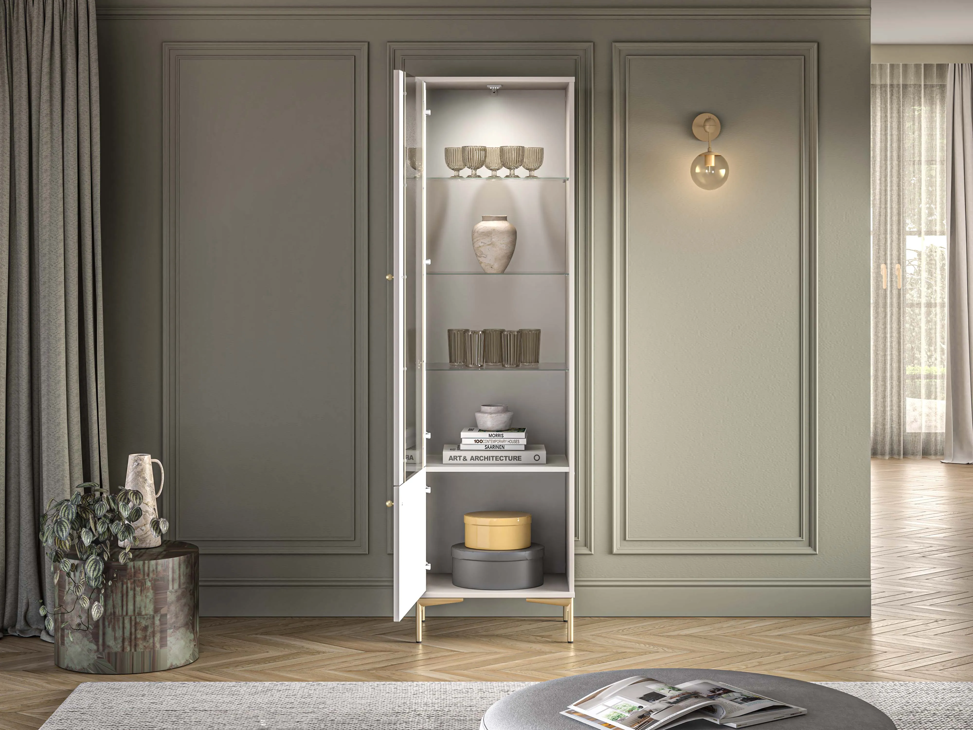 Siaura vitrina SANDRIA, 54x40x190 cm