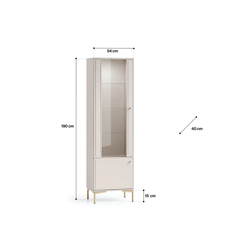 Siaura vitrina SANDRIA, 54x40x190 cm