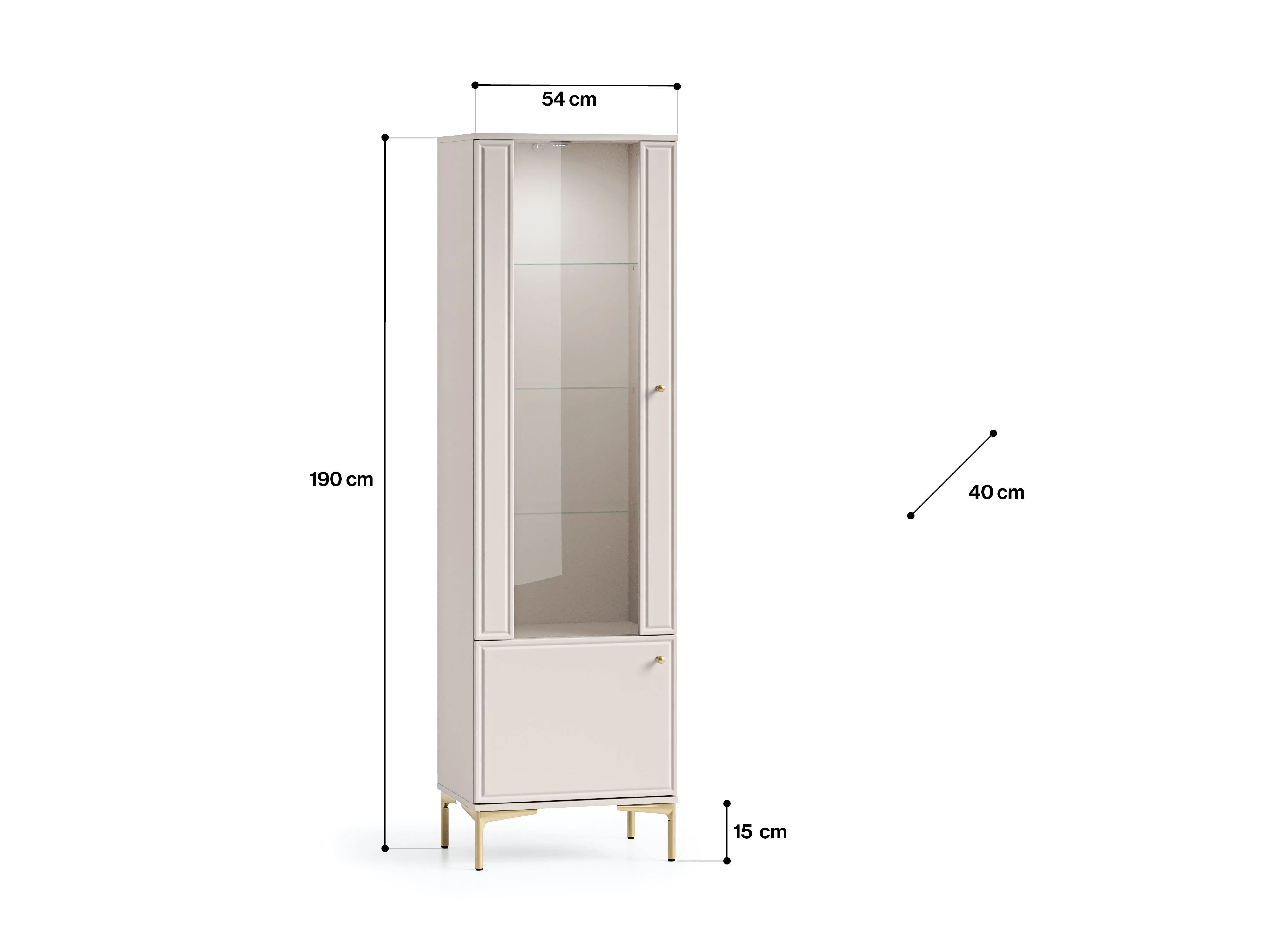Siaura vitrina SANDRIA, 54x40x190 cm
