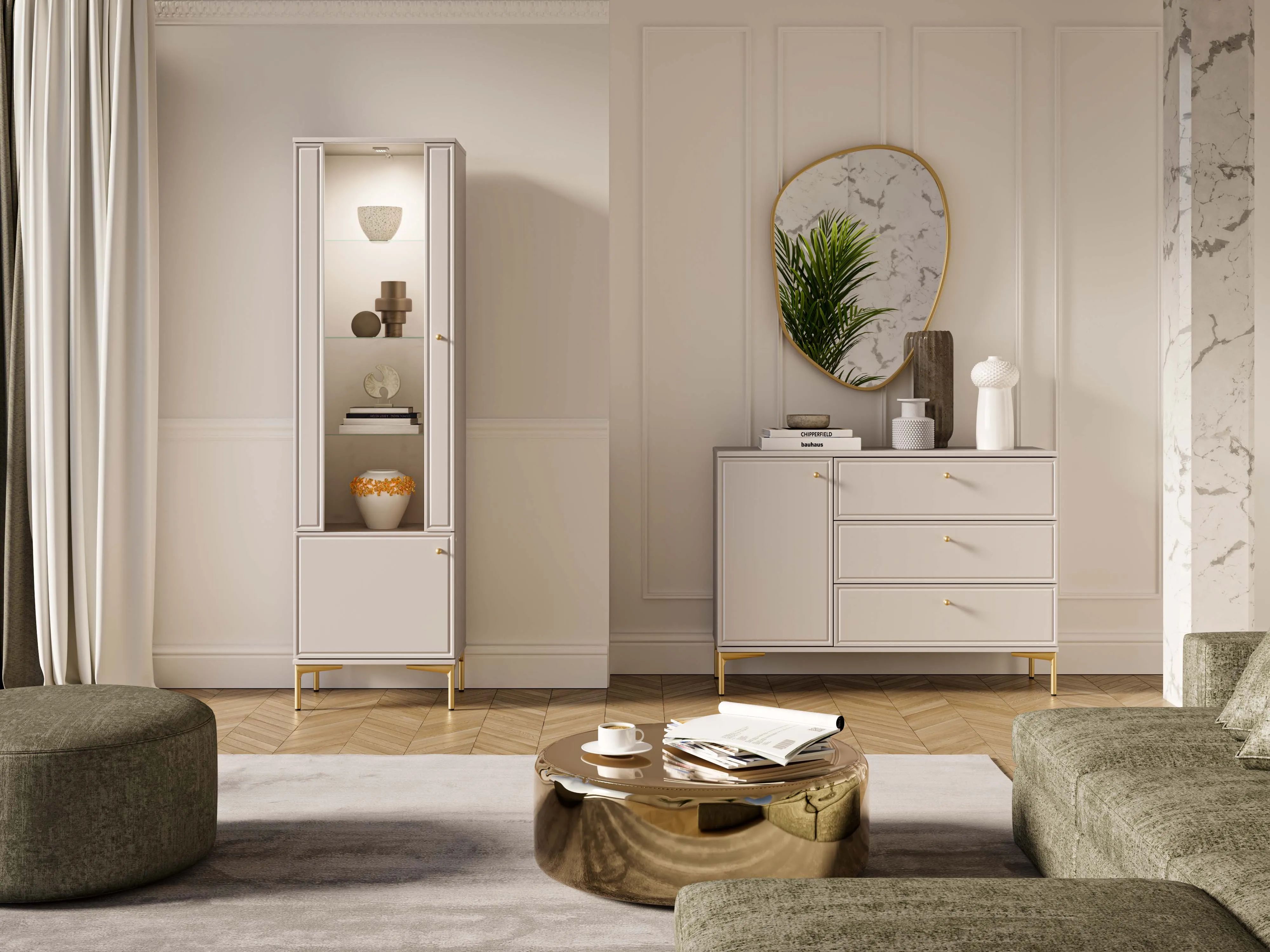 Siaura vitrina SANDRIA, 54x40x190 cm
