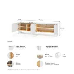TV spintelė su LED apšvietimu LIBU, 195x41x57 cm