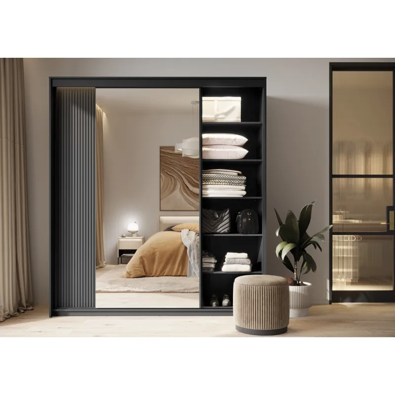 Stumdomų durų spinta su LED apšvietimu TRENA, 200x63x222 cm