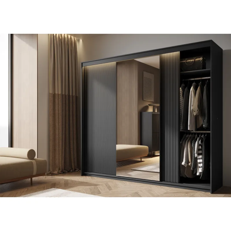 Stumdomų durų spinta su LED apšvietimu TRENA, 250x63x222 cm