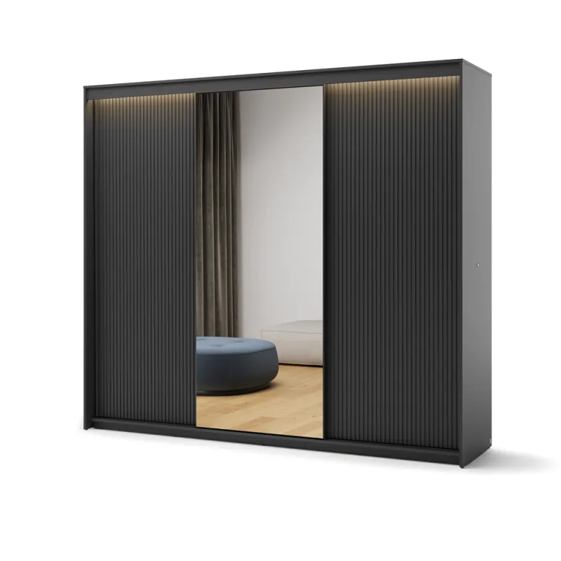 Stumdomų durų spinta su LED apšvietimu TRENA, 250x63x222 cm