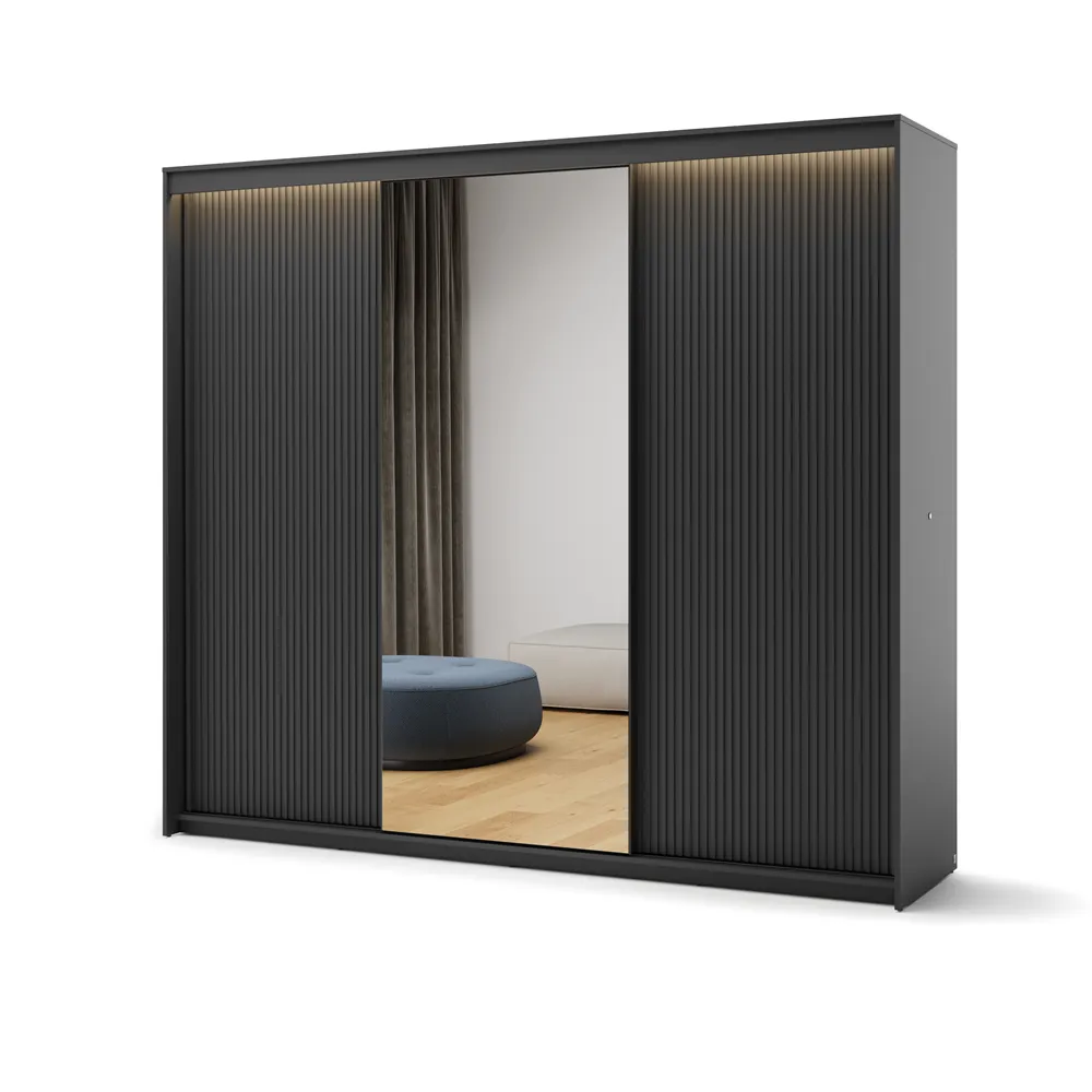 Stumdomų durų spinta su LED apšvietimu TRENA, 250x63x222 cm