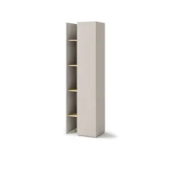 Siaura spinta su lentynomis ir LED apšvietimu SIGMI, 60x42x201 cm