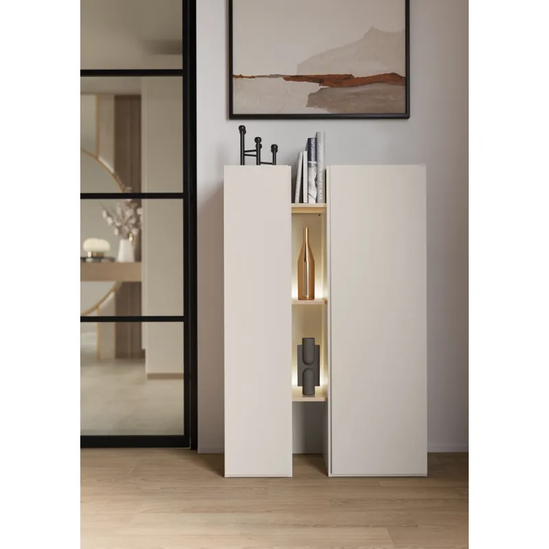 Spintelė su lentynomis ir LED apšvietimu SIGMI, 85x42x132 cm