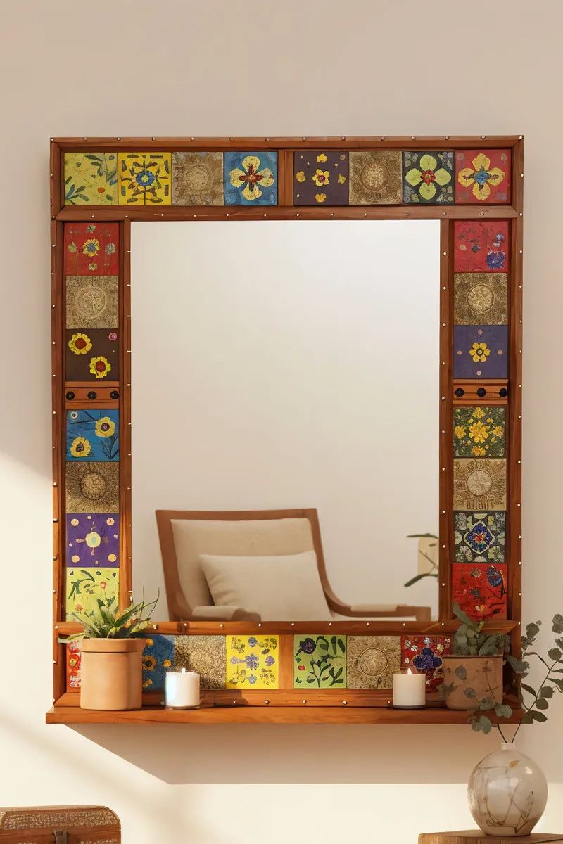 Pakabinamas veidrodis su lentyna CHITRU, 65x13x81 cm