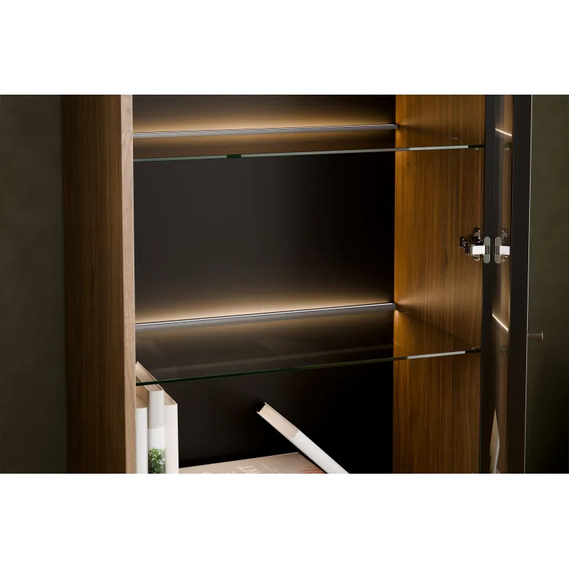 Vitrina su stalčiais ir LED apšvietimu YORANA VILA, 60x40x185 cm