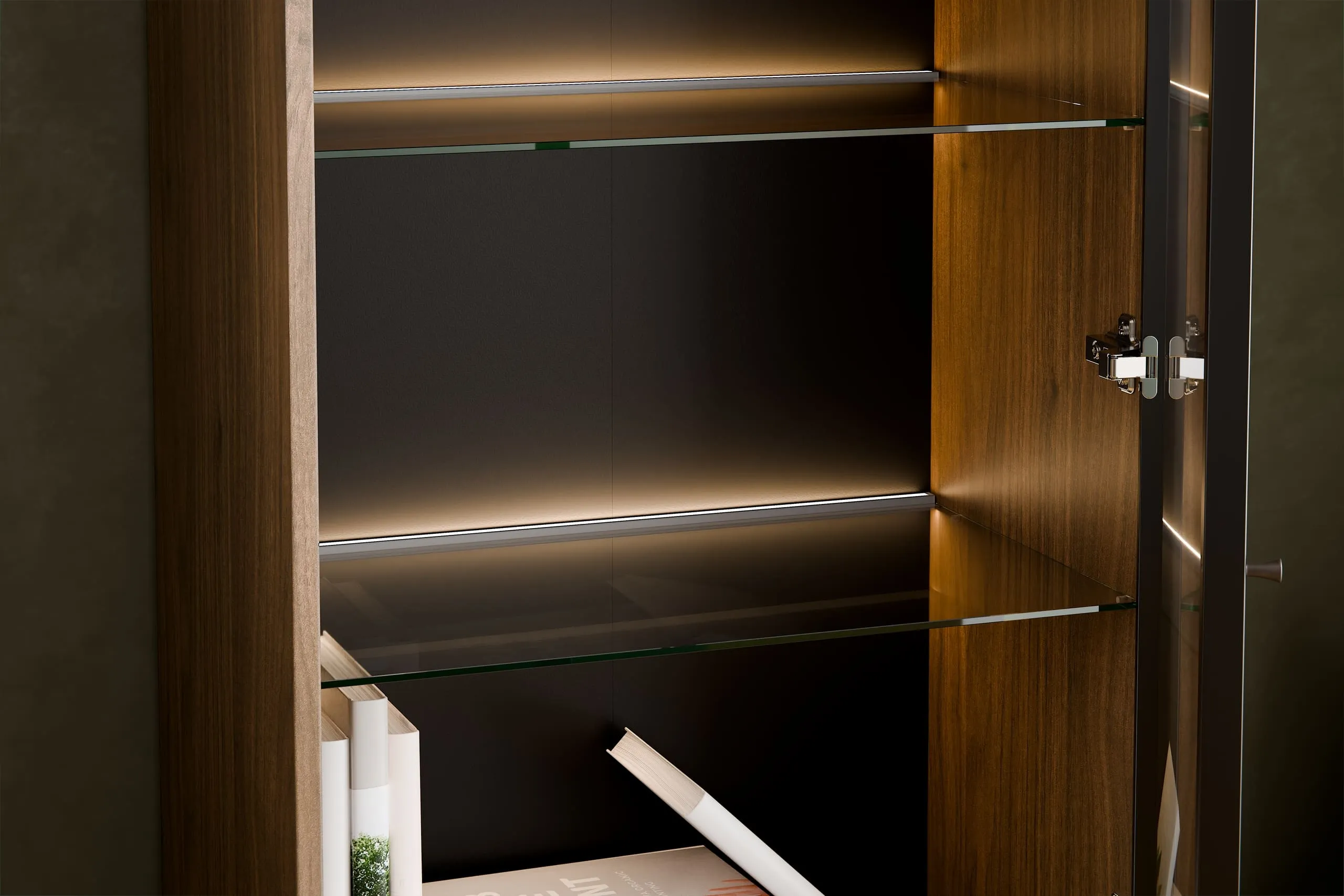 Vitrina su stalčiais ir LED apšvietimu YORANA VILA, 60x40x185 cm
