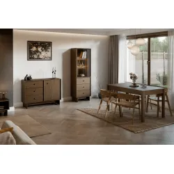 Vitrina su stalčiais ir LED apšvietimu YORANA VILA, 60x40x185 cm