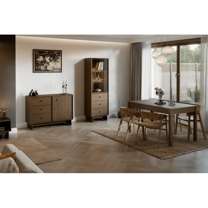 Vitrina su stalčiais ir LED apšvietimu YORANA VILA, 60x40x185 cm