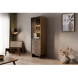 Vitrina su stalčiais ir LED apšvietimu YORANA VILA, 60x40x185 cm