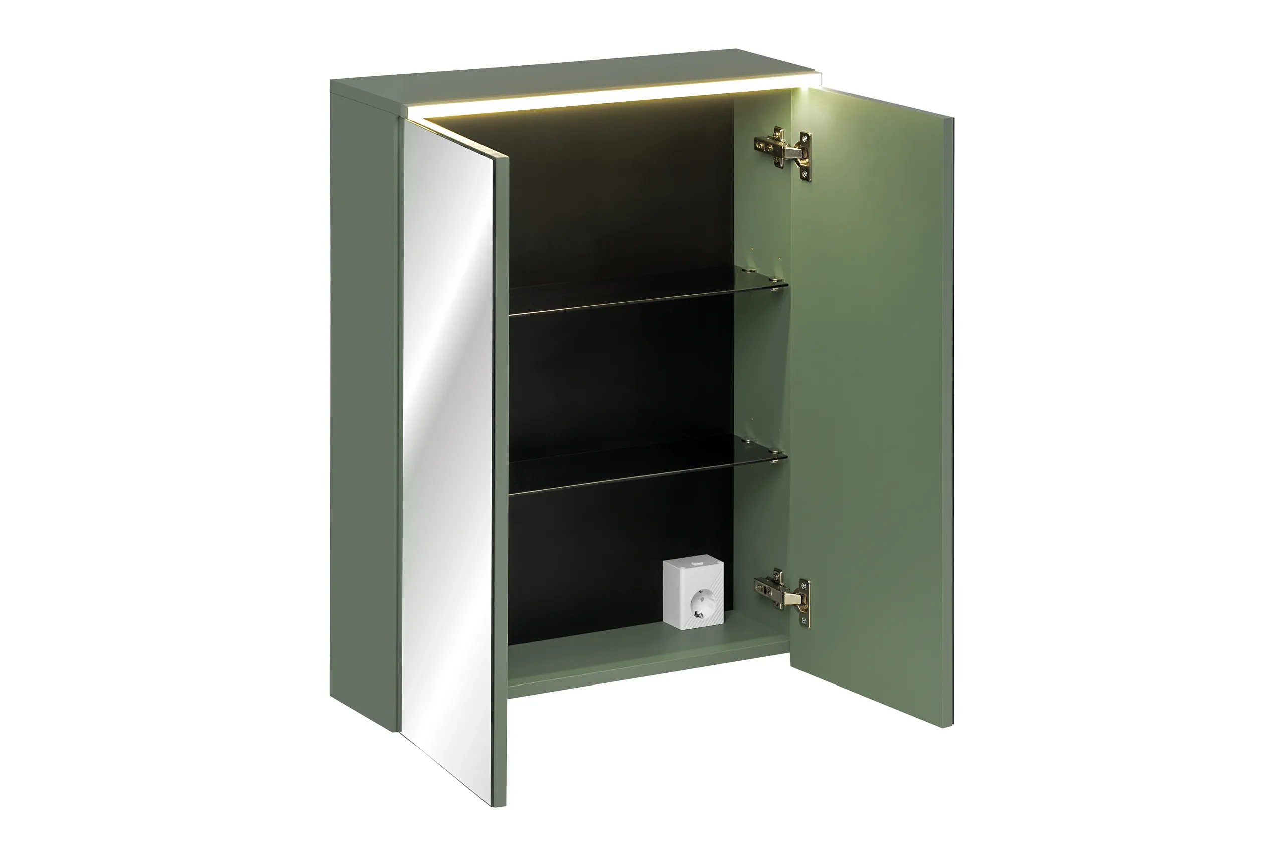 Pakabinamas LED veidrodis-spintelė SAMBA GREEN, 60x19x78 cm