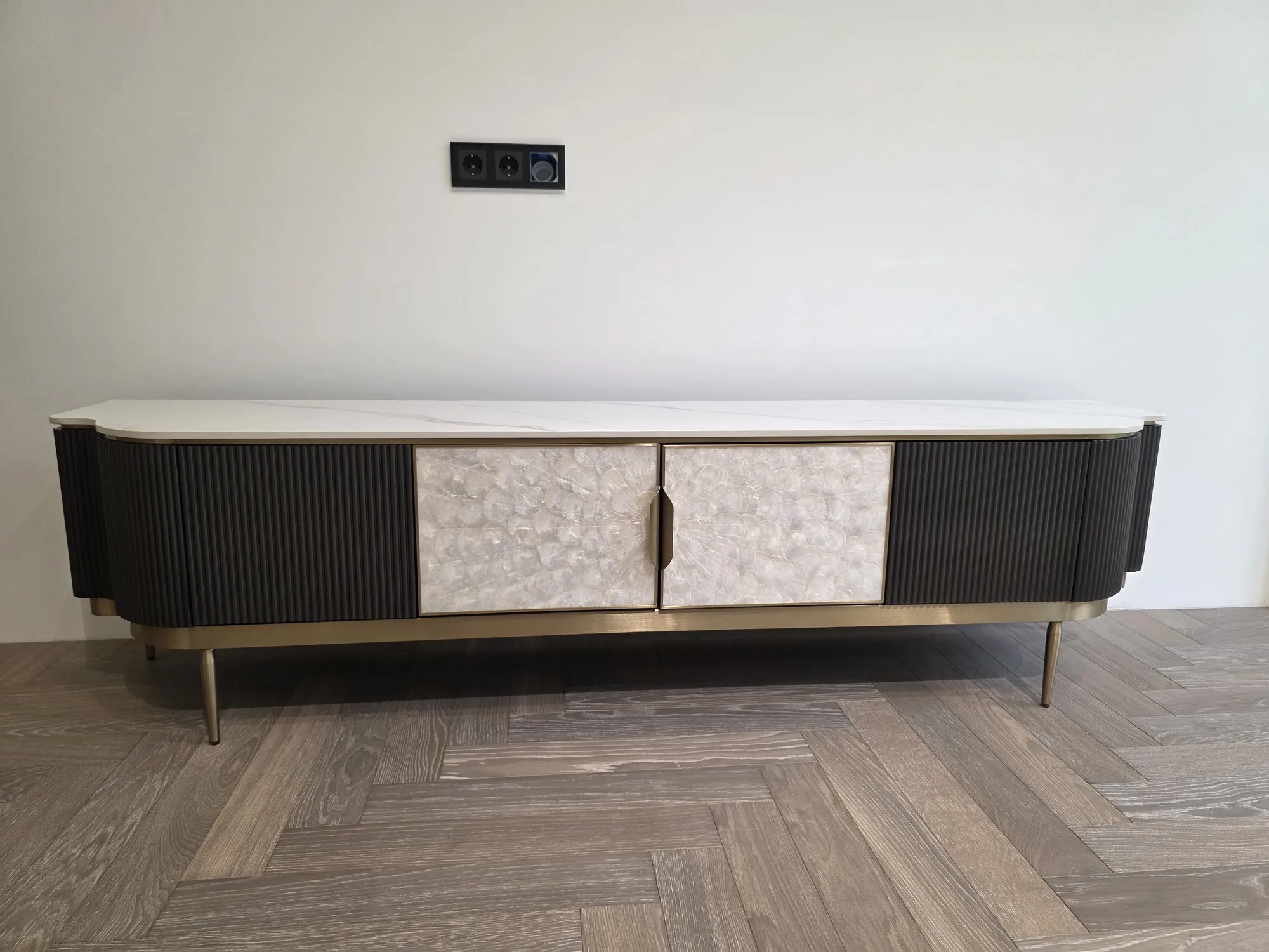 TV spintelė STILI, grafito, 200x40x52 cm