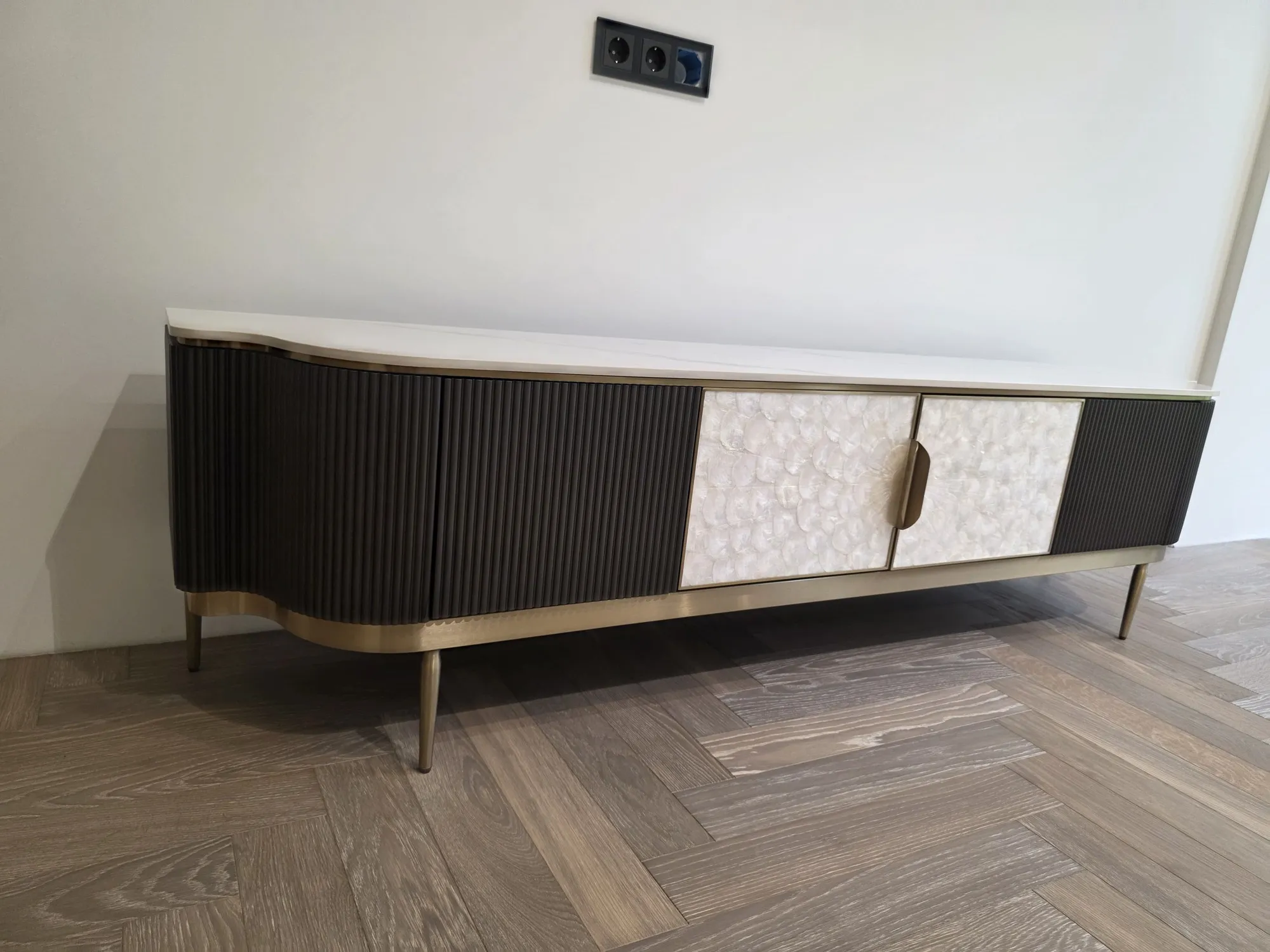 TV spintelė STILI, grafito, 200x40x52 cm