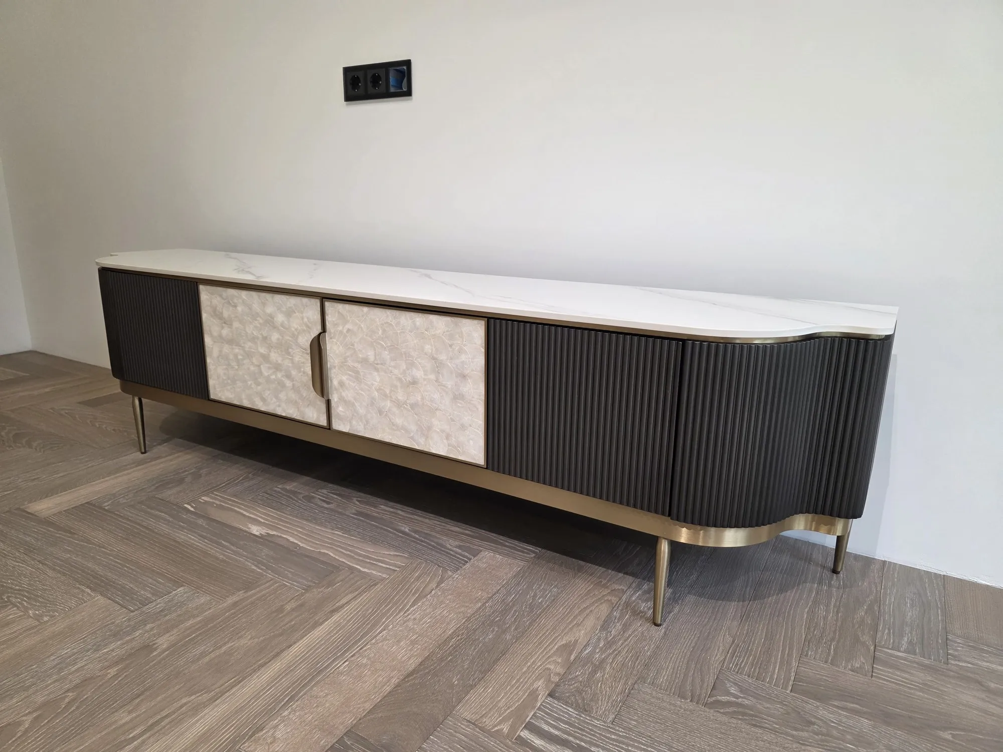 TV spintelė STILI, grafito, 200x40x52 cm