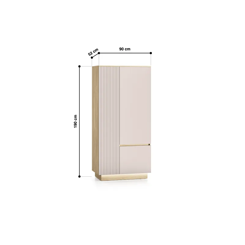 Dvidurė spinta HILA su LED apšvietimu, 90x52x190 cm