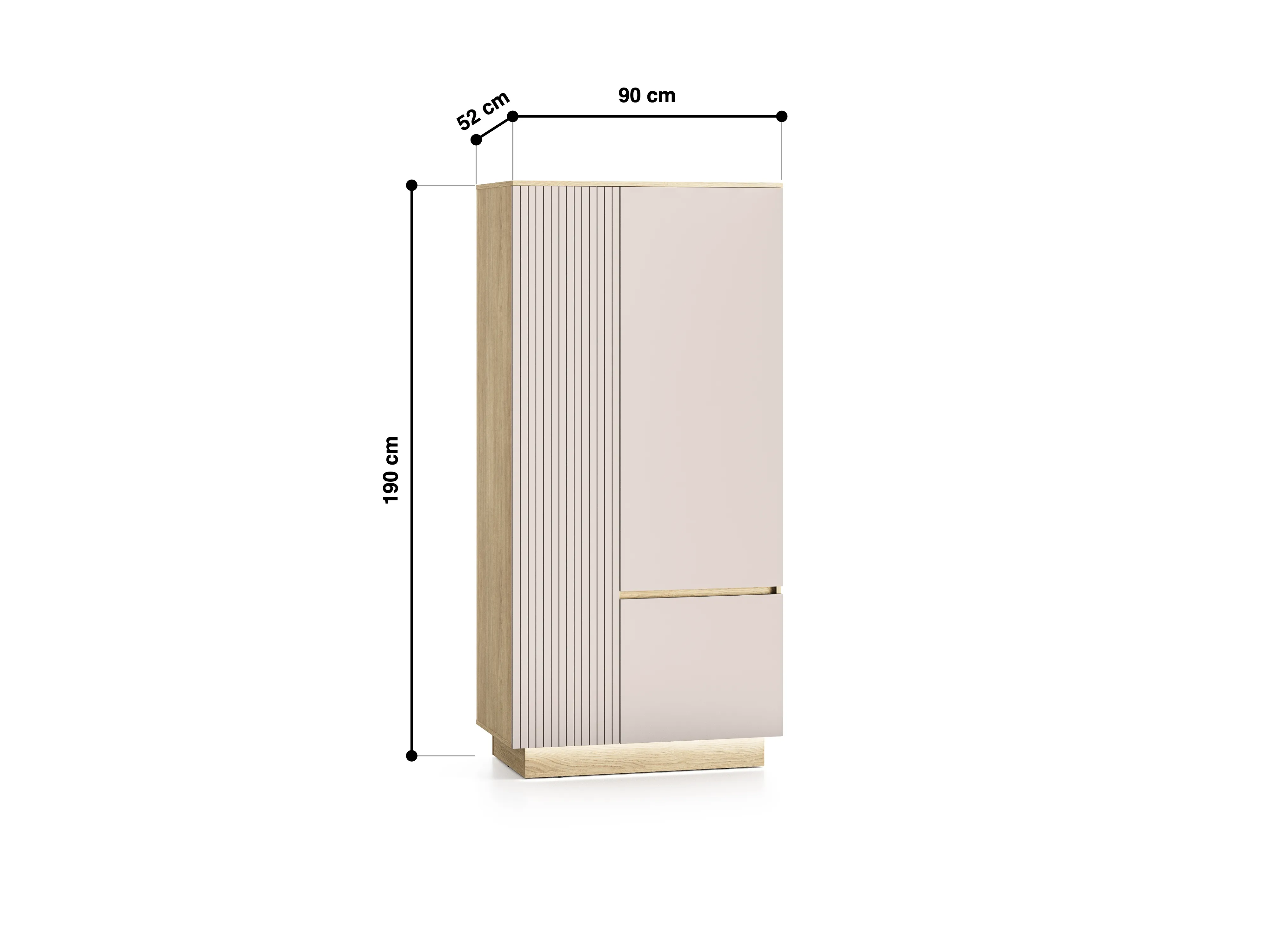 Dvidurė spinta HILA su LED apšvietimu, 90x52x190 cm
