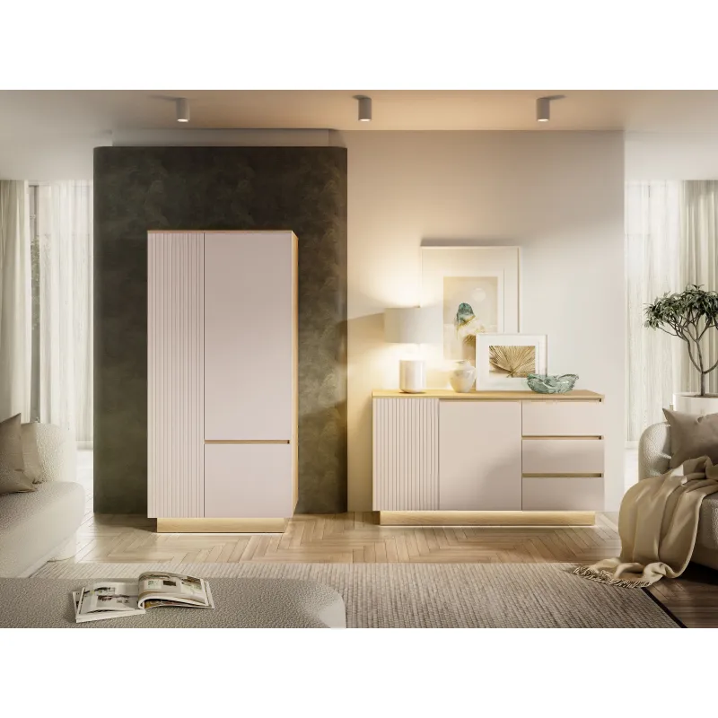 Dvidurė spinta HILA su LED apšvietimu, 90x52x190 cm