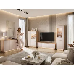 Aukšta vitrina HILA su LED apšvietimu, 55x40x190 cm