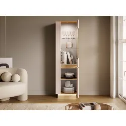 Aukšta vitrina HILA su LED apšvietimu, 55x40x190 cm