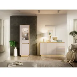 Aukšta vitrina HILA su LED apšvietimu, 55x40x190 cm