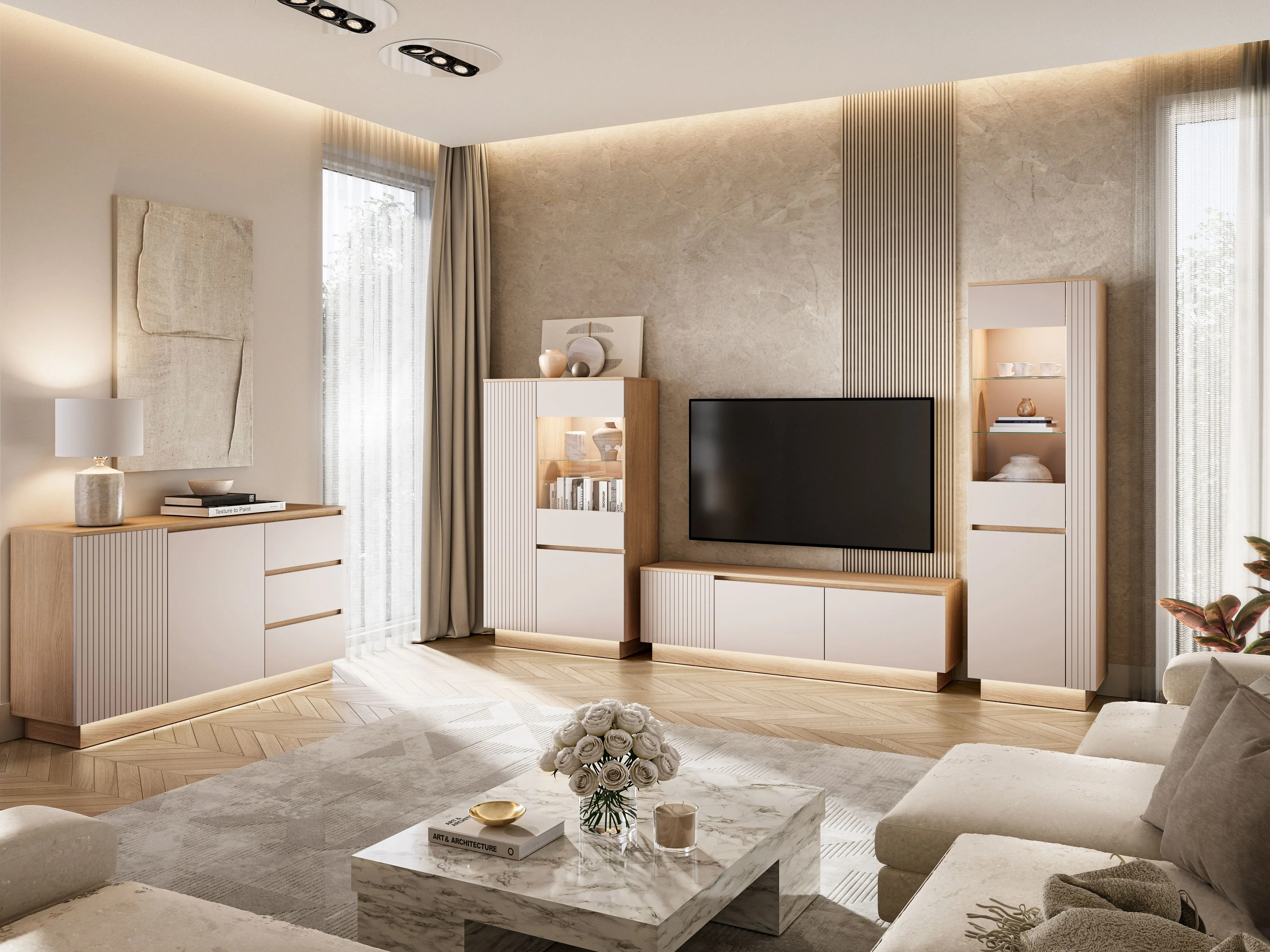 Vitrina HILA su LED apšvietimu, 90x40x150 cm